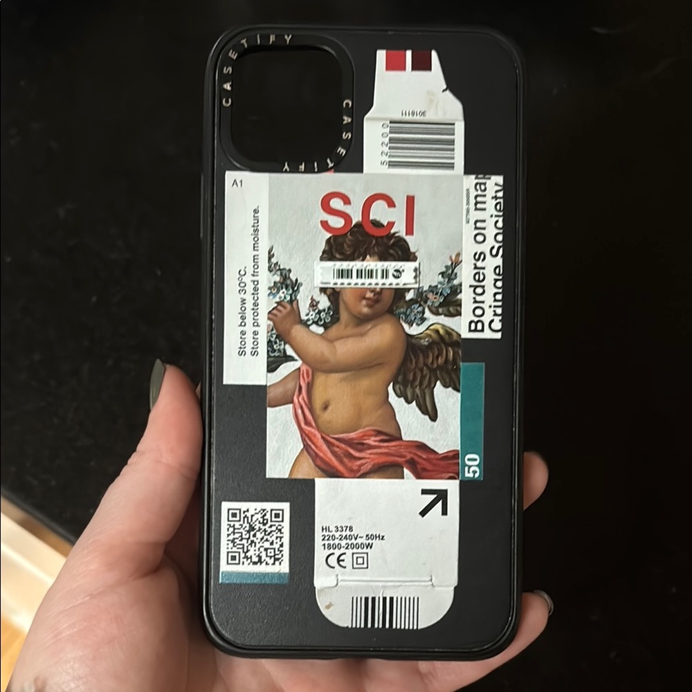 Casetify Black Phone Case with Angel Design
